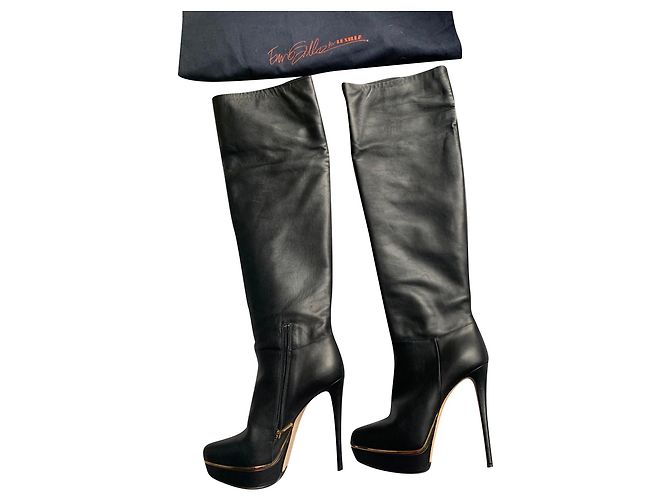 Le Silla Overknee-Stiefel aus schwarzem Leder