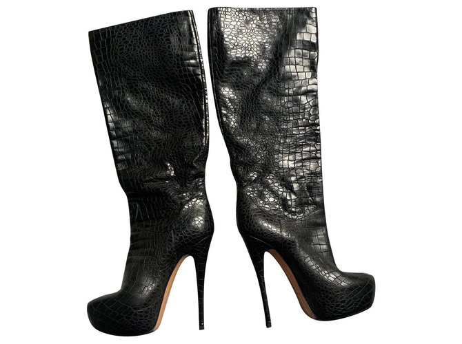 Casadei Boots Black Exotic leather  ref.175252