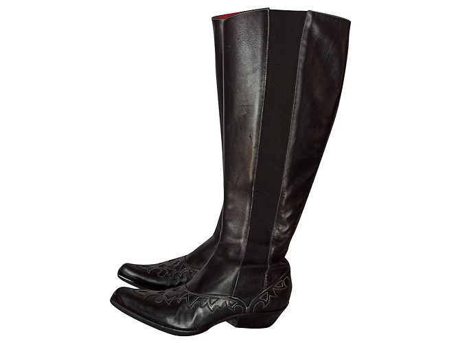 Free Lance Cowboystiefel aus schwarzem Leder
