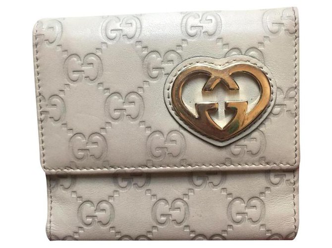 Small gucci wallet Eggshell Leather  ref.175289