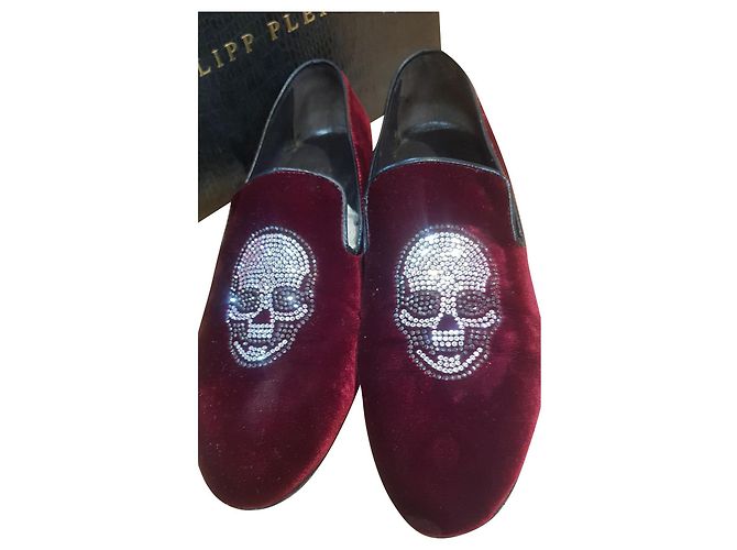 Philipp Plein Strass Loafer Schädel Bordeaux