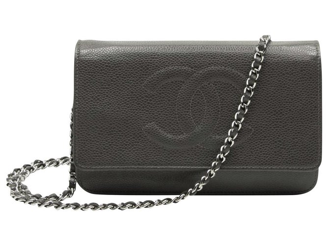 Chanel WOC em couro de caviar antracite Cinza antracite  ref.175305