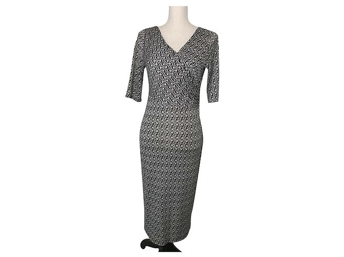 Diane Von Furstenberg Eliza Vintage Seidenkleid Schwarz Weiß