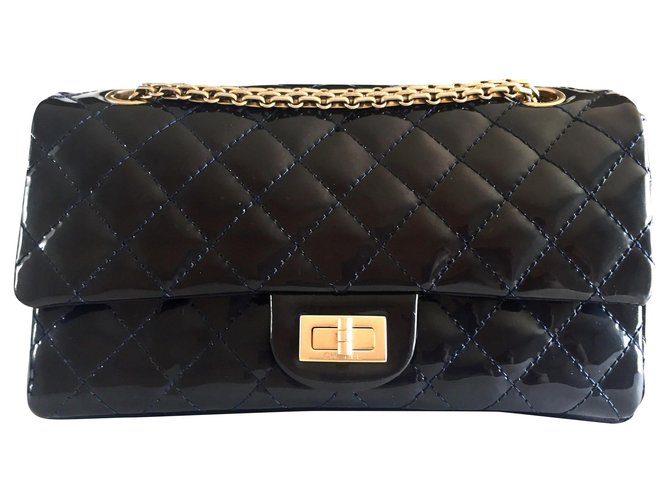 Chanel 2.55 Reissue Navy blue Patent leather  ref.175310
