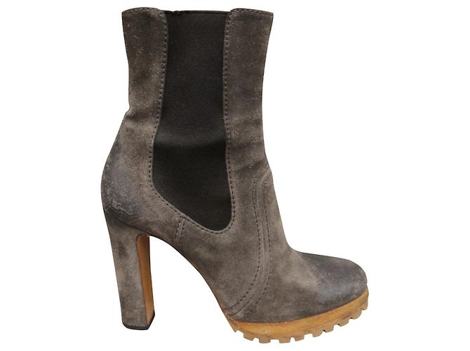 Bottines Prada Taupe Daim 38.5