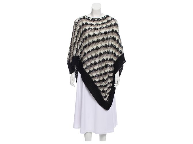 Missoni Strickponcho schwarz weiß grau