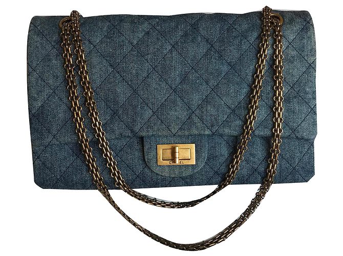 Chanel Géant 2.55 Sac à rabat Dbl Denim Bleu
