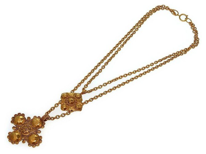Colar Chanel Dourado Metal  ref.175451