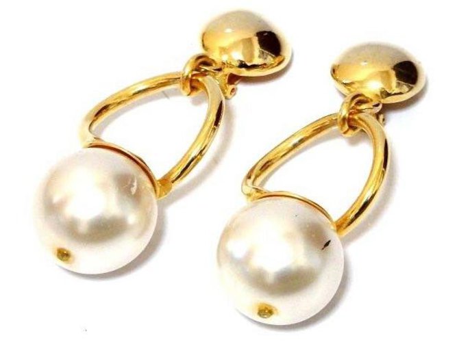 Brincos Giorgio Armani faux pearl Dourado Metal  ref.175452