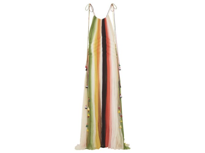 Chloé Vestido largo arcoiris Multicolor Seda  ref.175458