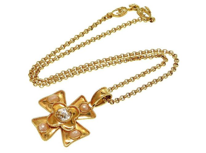 Chanel collar vintage Dorado Chapado en oro  ref.175463