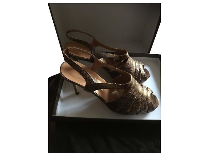 Autre Marque Alexa Wagner Pythonledersandalen Bronze 39