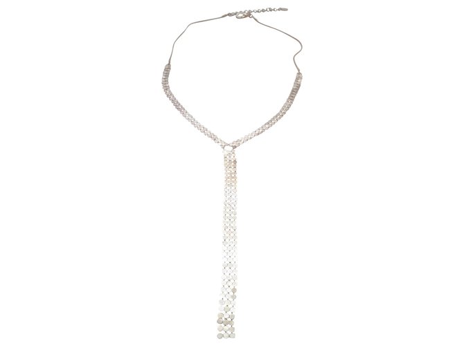 Vintage Metal mesh necklace Silvery  ref.175537