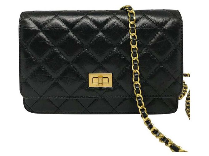 2.55 Chanel Wallet on chain Black Leather  ref.175546