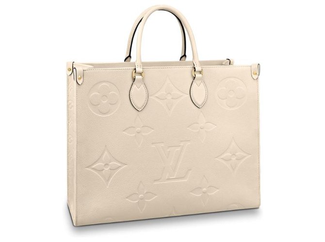 Louis Vuitton Cream Monogram Giant Empreinte Leather Onthego GM