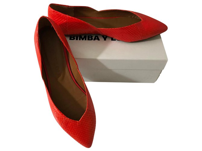 Bimba & Lola Ballet flats Orange Exotic leather  ref.175549