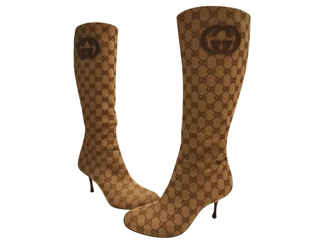 Gucci Ankle Boots Light brown Cloth  ref.175551