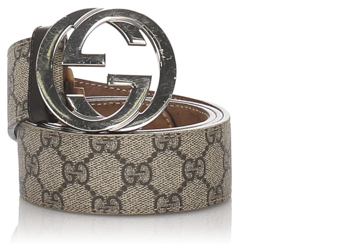 Cintura in tela rivestita GG Supreme marrone Gucci Panno  ref.175570