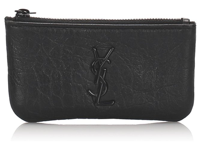Yves Saint Laurent YSL Black Leather Coin Purse Pony-style calfskin  ref.175588