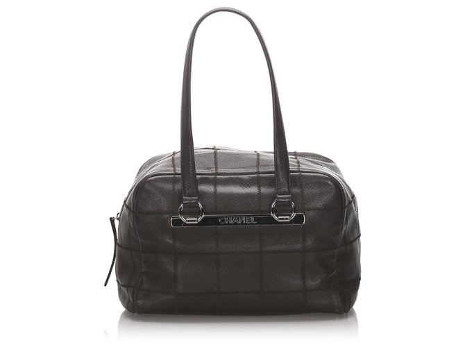 Chanel Brown Leather Chocolate Bar Boston Bag Pony-style calfskin  ref.175590