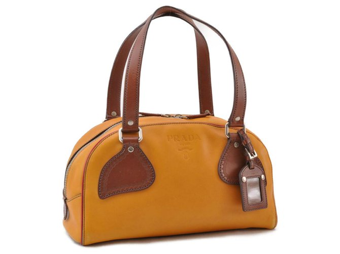 Prada Leather Hand Bag Yellow  ref.175611