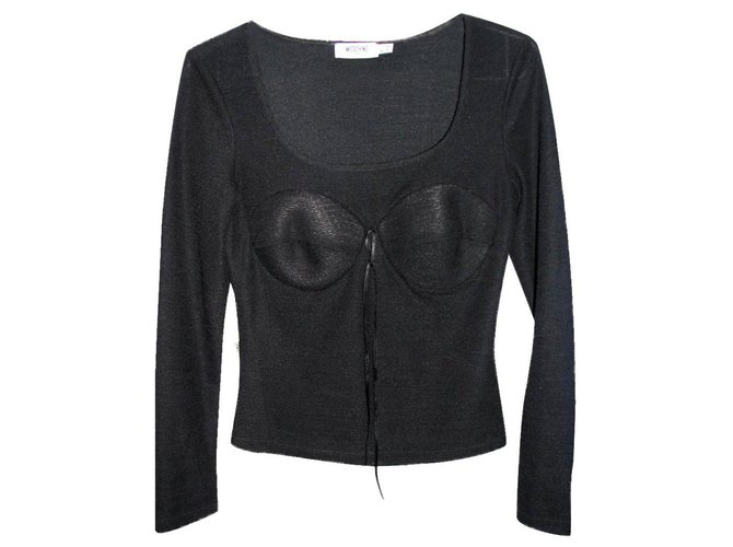 Top corset noir à manches longues Moschino Cheap And Chic 