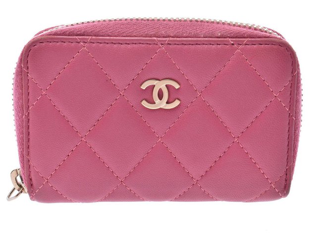 Portefeuille Chanel Cuir Rose  ref.175644