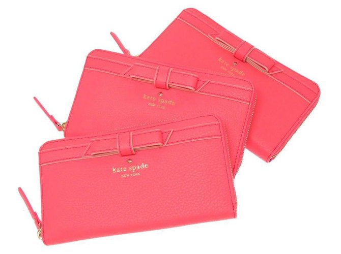 Kate Spade Ribbon long wallet Pink Leather  ref.175663