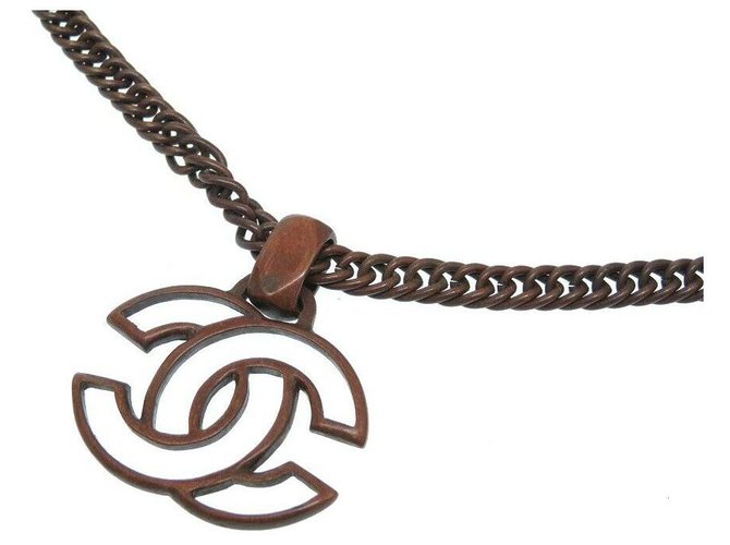 Chanel vintage CC Mark Necklace Brown Metal  ref.175671