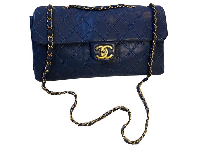 Timeless Chanel Azul Couro  ref.175681