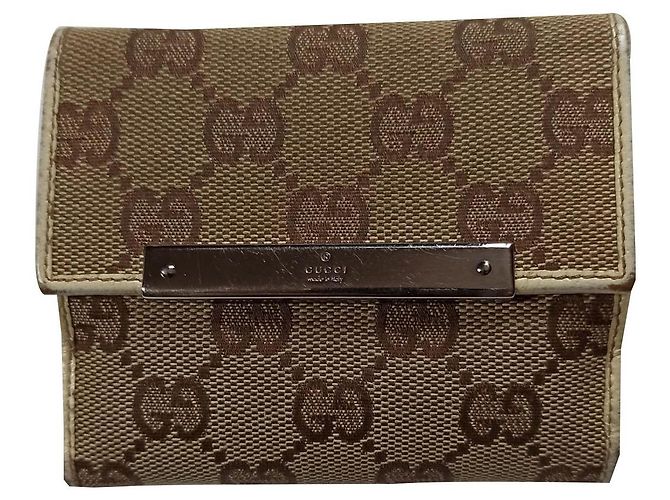 Portafoglio Gucci Monogramma e Pelle Beige