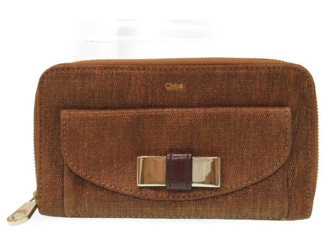 Chloé Lily Long wallet Golden Suede  ref.175711