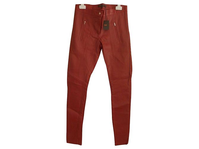 Maje Admiral Leggings aus Leder rot