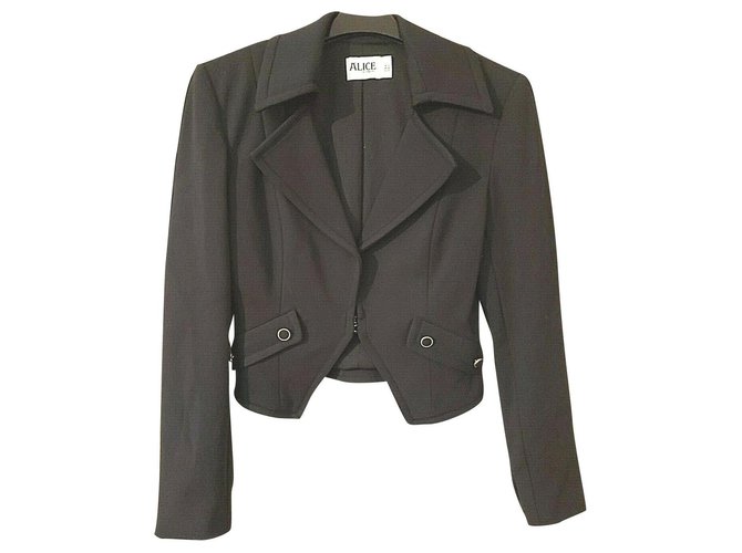 Alice by Temperley Tuxedo style jacket Black Elastane Nylon Rayon  ref.175767