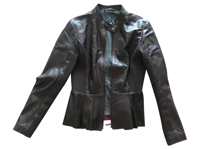 Sportmax Biker jackets Dark red Leather  ref.175784