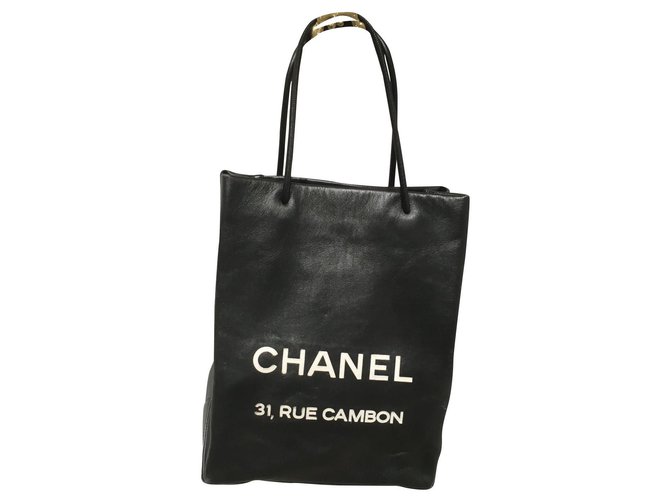 Chanel Fourre-tout Cuir Noir Blanc  ref.175801