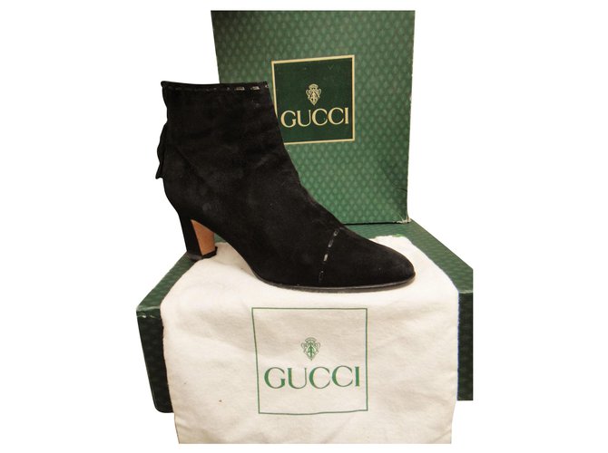 Gucci p vintage ankle boots 37 Black Deerskin  ref.175812