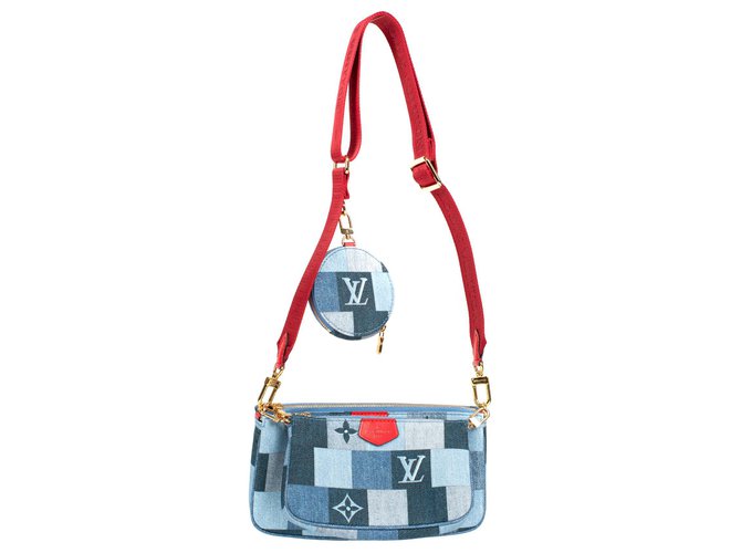 Multi-Pochette Edición limitada Louis Vuitton en Denim, ¡Nueva condición! Roja Azul Juan  ref.175818