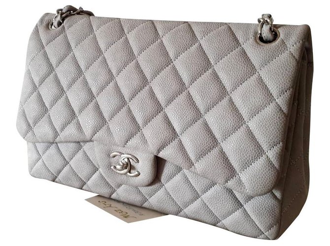 Chanel Grey Wildleder Kaviar Jumbo Flap Bag Grau  ref.175840