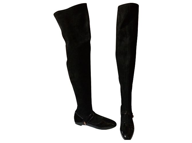 Botas Altas Stella Luna de Charol y Ante Negro