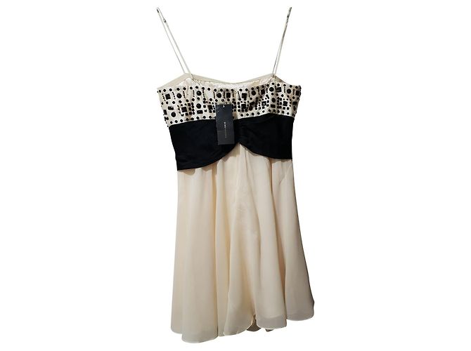 Bcbg Max Azria Seiden Kleid trägerlos Eggshell Aus weiß