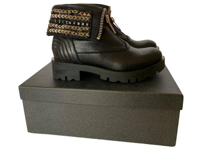 Tosca Blu Ankle Boots Black Leather  ref.175873