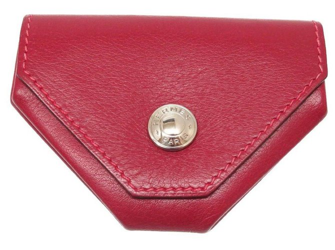 Portamonete Hermès Rosso Pelle  ref.175930