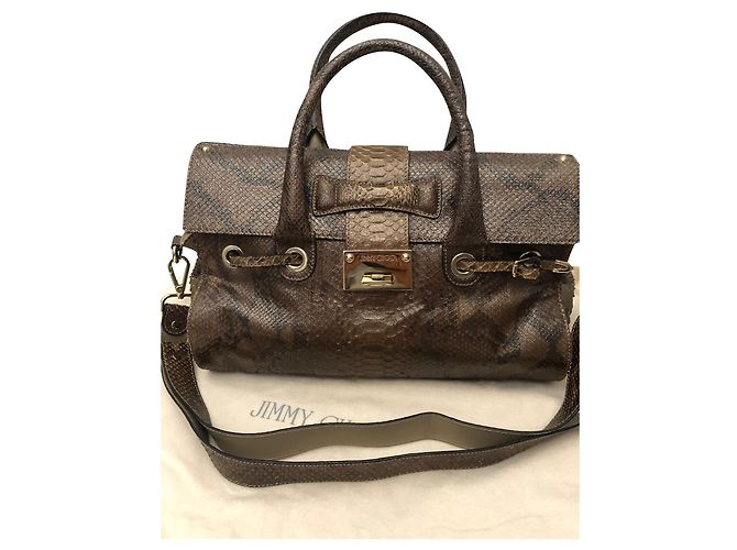 Bolsa de mão Jimmy Choo Rosalie em python bege