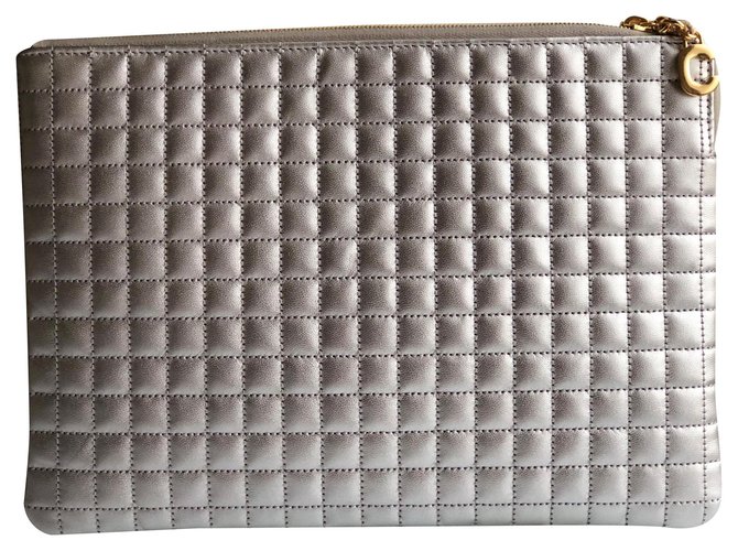 Céline Clutch bags Silvery Leather  ref.175950