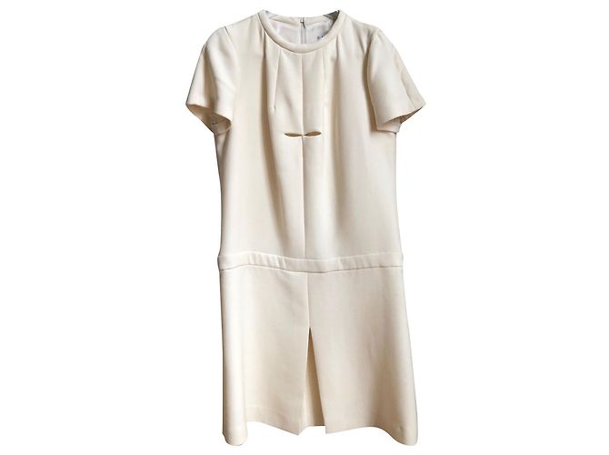 Cacharel Baumwollkleid Creme kurze Ärmel Aus weiß