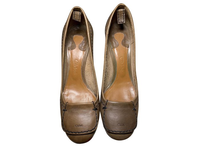 Chloé - sapatos com salto Caramelo Couro  ref.176067