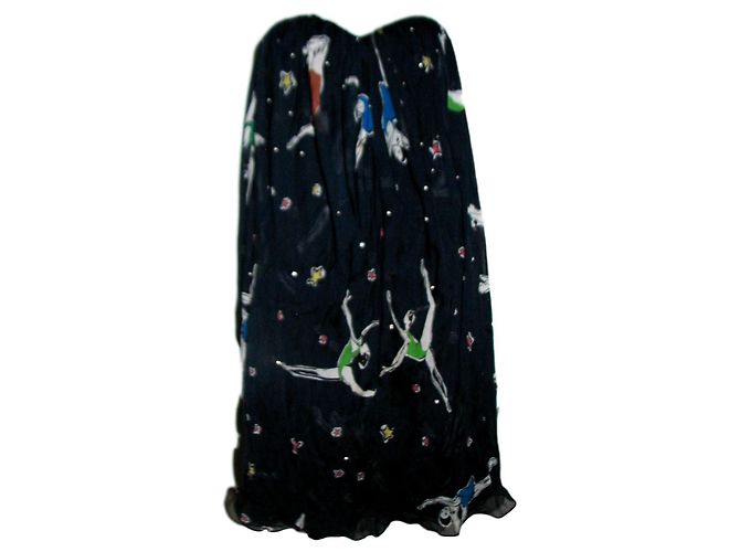 Vestido de seda con corsé azul Matthew Williamson Multicolor