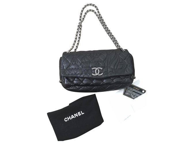 Chanel Paris Medium flap Black ref.176107 - Joli Closet