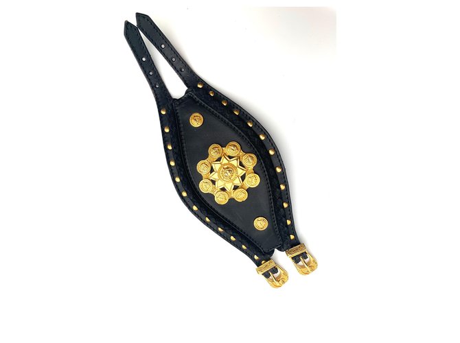 Versace Bracelets Black Leather  ref.176143